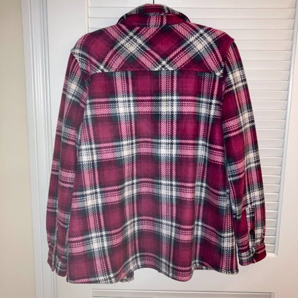 Soho Women's Plaid Fleece Sherpa Lined Jacket/Shirt, Red/White - Size Large - Picture 6 of 8